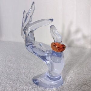 Vintage Art Glass Handmade Orange Black Gold Band Ring